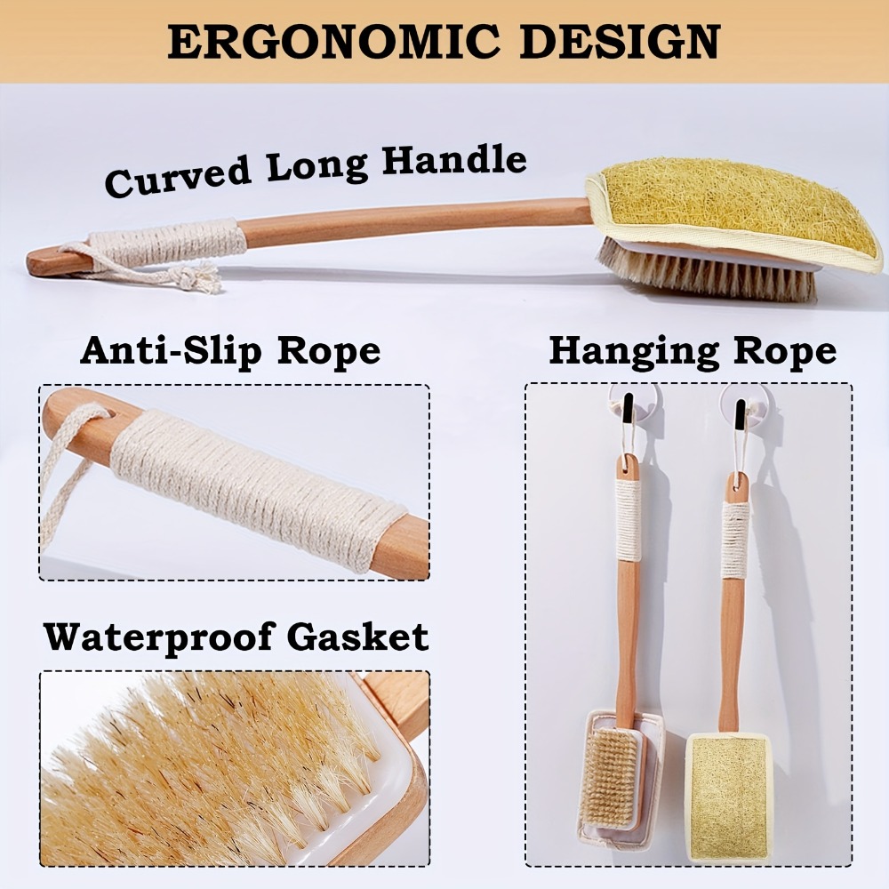 แปรงอาบน้ำด้ามยาวไม้ ขนแปรงธรร - Body Loofah Natural บทวิจารณ์และราคา